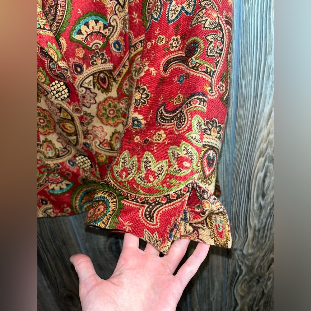 VINTAGE Rare Painted Pony size small red with multi colored paisley print blazer - Picture 5 of 6